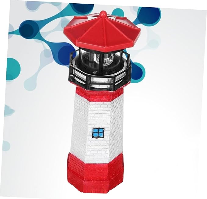 BESPORTBLE Led Solar Revolving Light Creative Resin Rotary Lighthouse Outdoor Garden Decor Energy-Saving Solar Lamp for Lawns Walkways and Courtyards Red White