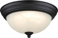 Westinghouse Lighting 6137200 Dubrow Traditional One-Light 11 Inch 14 Watt LED Indoor Flush Mount Fixture with Color Temperature Selection Black-Bronze Finish White Alabaster Glass Shade