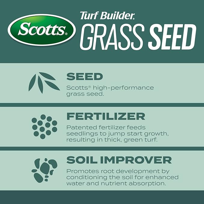 Scotts Turf Builder Grass Seed Dense Shade Mix with Fertilizer and Soil Improver Grows With Little Sunlight 5.6 lbs.