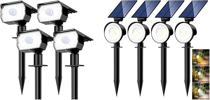 nipify 4 Pack Solar Motion Spotlights+4pack 3CCT Solar Spotlights