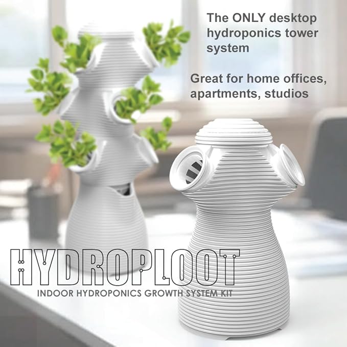Indoor Desktop Hydroponics Tower System Growing Kit Perfect for Edible Flowers Herbs and Vegetables for Homes Offices Apartments and Studios.