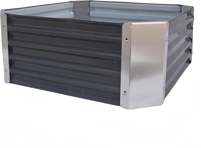 Galvanized Raised Garden Bed Outdoor Metal Quadrilateral Planter Box Deep Root Planters Boxes 2.65ft x 2.65ft Suitable for Plants Flowers Vegetables Herbs Fruits Dark Grey
