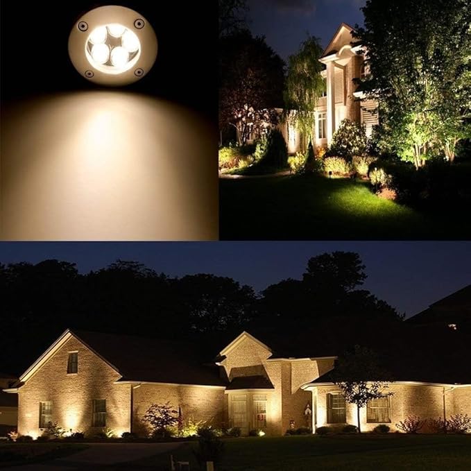 3 Pack Led Beam Light - LED Landscape Light - Outdoor Spotlights 3W In-ground Lights IP67 Waterproof Outdoor Recessed Spot Light For Deck Step Pathway Garden Driveway Lighting(Natural LightAC8