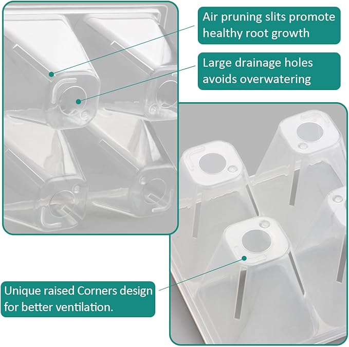40 Pack Reusable 4-Cell Seed Starter Trays with Large Drainage Holes - Clear Transparent Trays for Root Growth Monitoring Avoids Overwatering Easy Transplant Fits Standard 1020 Trays