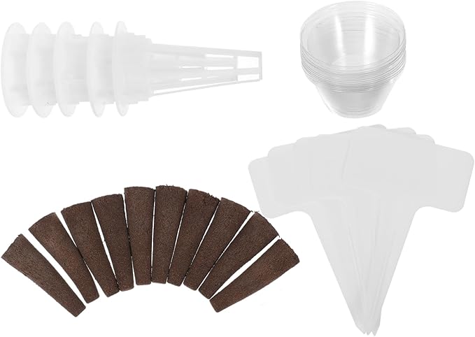 balacoo 4sets Hydroponic Growing Tower Kit Hydroponic Planter Baskets Sponges Garden Basket Labels