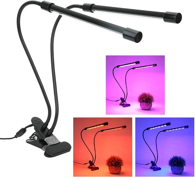 USB LED Grow Light with 360 Degree Flexible Arm and Plant Growing Lamp for Indoor Plants Hydroponics with Timing Switch 3H 9H 12H and Dimming Function