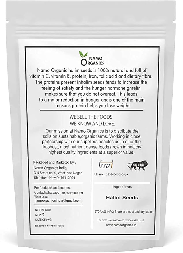 Zeeke Namo Organics 100% Organic Halim Garden Cress Aliv Seeds 900 Gm for Eating Organic and Weight Loss - (Super Saver Pack)