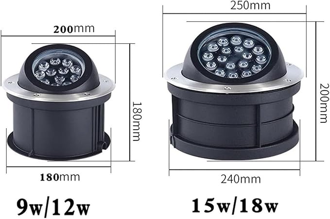 LED Beam Spotlight IP67 Waterproof Adjustable Angle Ground LED Landscape Lamp Recessed Stainless Steel Round Garden Light Green 18W (24V) &amp Warm White 9W (85)