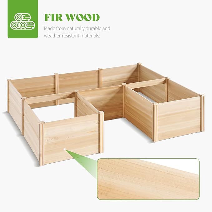 PaPaJet Wooden Raised Garden Bed Large Deep Planter Box for Outdoor Gardening Vegetables Flowers and Herbs 7.5×6.0×1.6FT