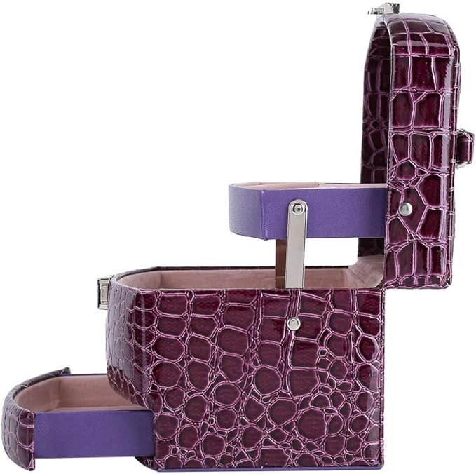 3 Layer Jewelry Storage Box Organizer for Rings Necklaces and More(4.72x5.12x5.91-Purple)