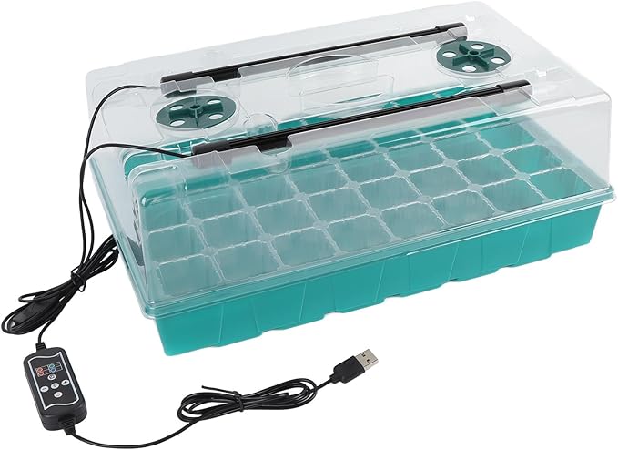 40 Cells Plant Starter Tray with LED Grow Light 3 Lighting Modes 3 Timers 5 Brightness Levels Indoor Plant Grow Kit