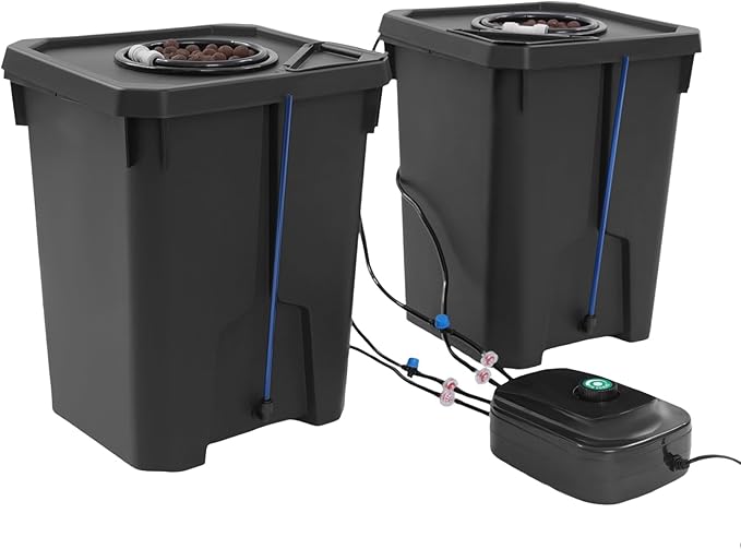 2-Bucket Hydroponics Growing System 7.13Gal DWC Deep Water Culture with Top Drip Irrigation &amp Air Pump Indoor Garden Kit for Vegetables Herbs Home Growers