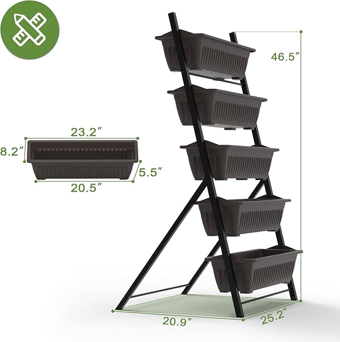 G TALECO GEAR Vertical Garden Planter 5 Tiers Vertical Raised Garden Bed Metal Elevated Herb Planter Box Vegetable Flower Planters for Patio Deck Outdoor Indoor