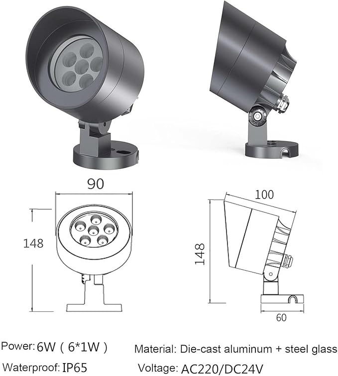 Landscape Lamp - 220V Outdoor LED Spotlight IP65 Waterproof Lawn Projector Floodlight Tree Lighting for Hotel Exterior Wall Contouring Landscaping Projects(B-Warm Light6 * 1W)