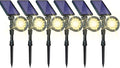DBF Solar Lights Outdoor Warm Light Adjustable Solar Spot Lights Outdoor 2.5w Solar Panel and Bright 2-in-1 Waterproof Solar Landscape Spotlights Decorative Lighting for Garden Yard Pool 6 Pack