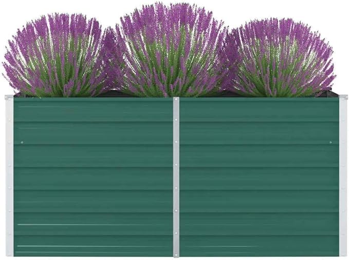 Galvanized Steel Raised Garden Bed Kit Outdoor Galvanized Planter Raised Garden Boxes Metal Raised Garden Beds for Vegetables 63x31.5x30.3 Green