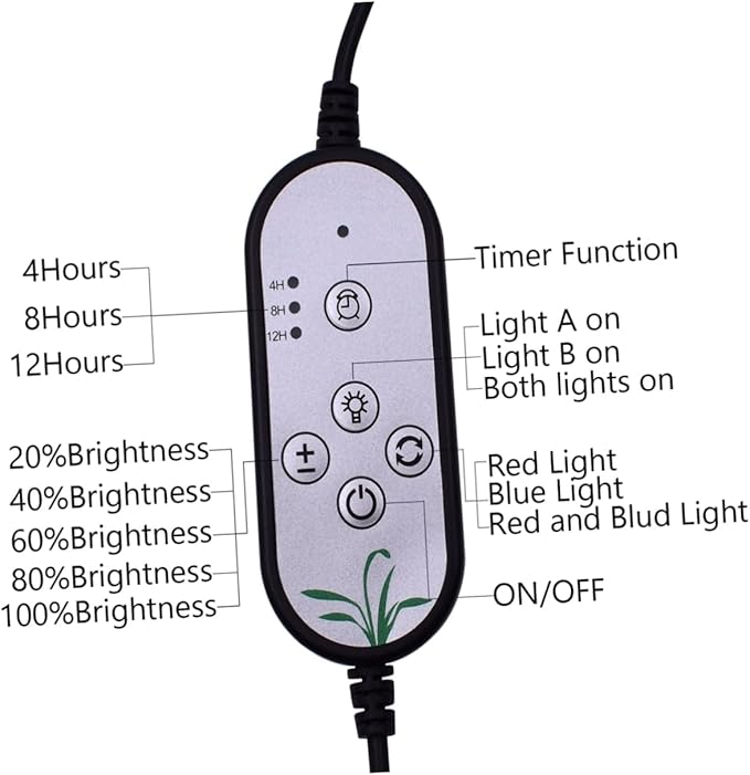 GANAZONO 9w Dimmable Led Plant Lights Levels Grow Lamp for Indoor Herb Garden Grow Light Led Timer Function for Vegetative Growth
