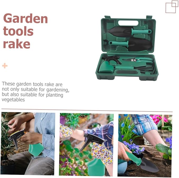 Artibetter Garden Shovels and Hand Rake Tool Set with Pruner 5pcs Portable Gardening Tools for Outdoor Planting and Lawn Care