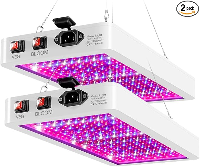 2PCS 1000W LED Grow Lights -Red&ampBlue High-Efficiency Lamp Smart Dimmable &amp VEG/BLOOM Dual Modes Seeding Flowering Germination Lamps for Hydroponics Greenhouse Fruit Plant Lighting with US Pl