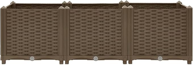 Elevated Planter Bed - Brown Polypropylene Large Capacity 120x40x38 cm Easy Assembly