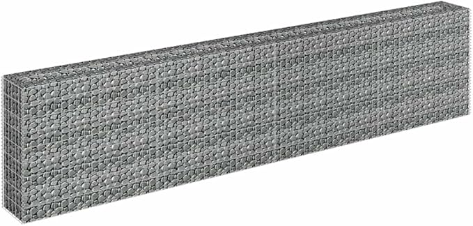 Gabion Raised Bed Silver Galvanized Steel Outdoor Plant Pot Floral Holder for Garden Balcony 141.7 x 11.8 x 35.4 in