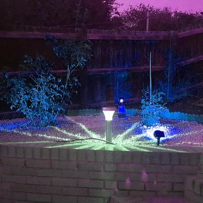 Solar Landscape Lights 4 LED Solar Spotlights 2 in 1 Waterproof Security Light Solar Lights Outdoor (Blue)