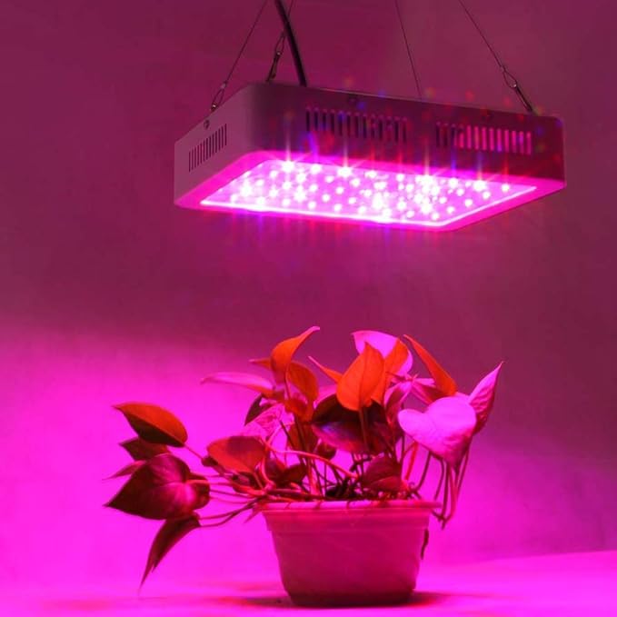 LED Grow Light for Indoor Plants Growing Lamp 600W Dual Chips 380-730nm Plant Lights Bulb Panel Hanging Kit for Seedling Hydroponics Greenhouse Veg and Flower Full Light Spectrum