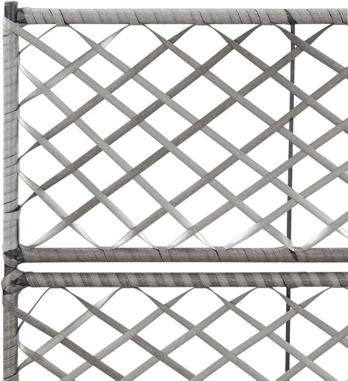 SKM Trellis Raised Bed with 2 Pots 22.8 x 11.8 x 42.1 Poly Rattan Gray
