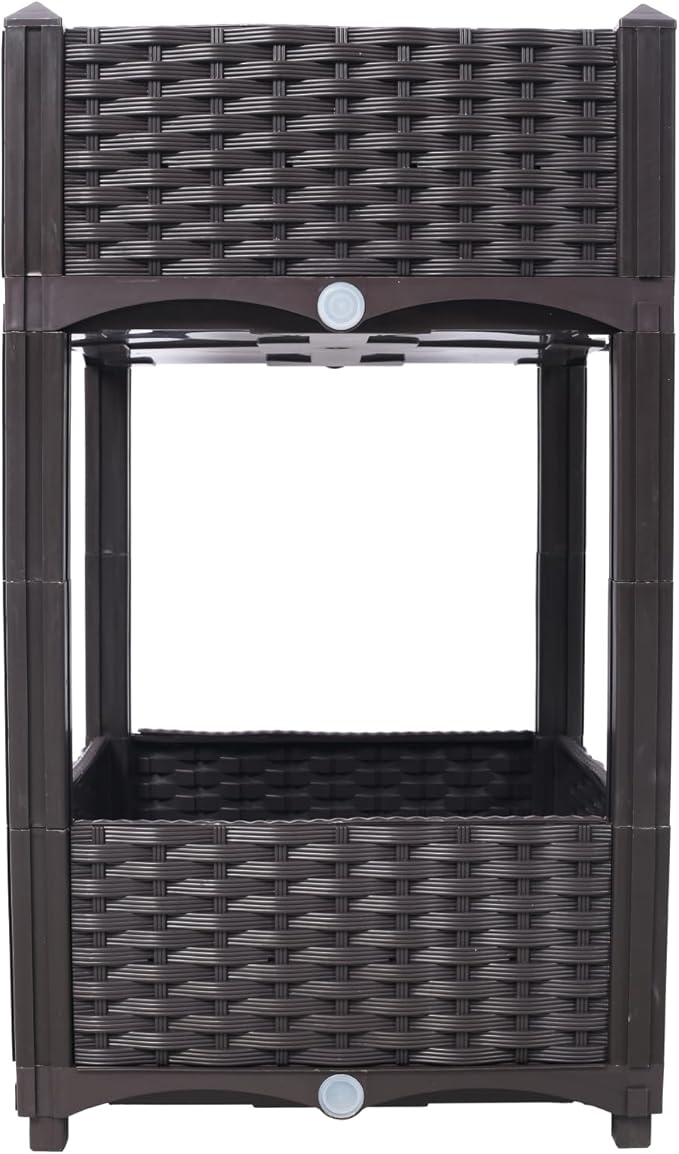 Planter Raised Beds Polypropylene Brown Self-Draining System Outdoor Balcony Garden Beds Weather-Resistant