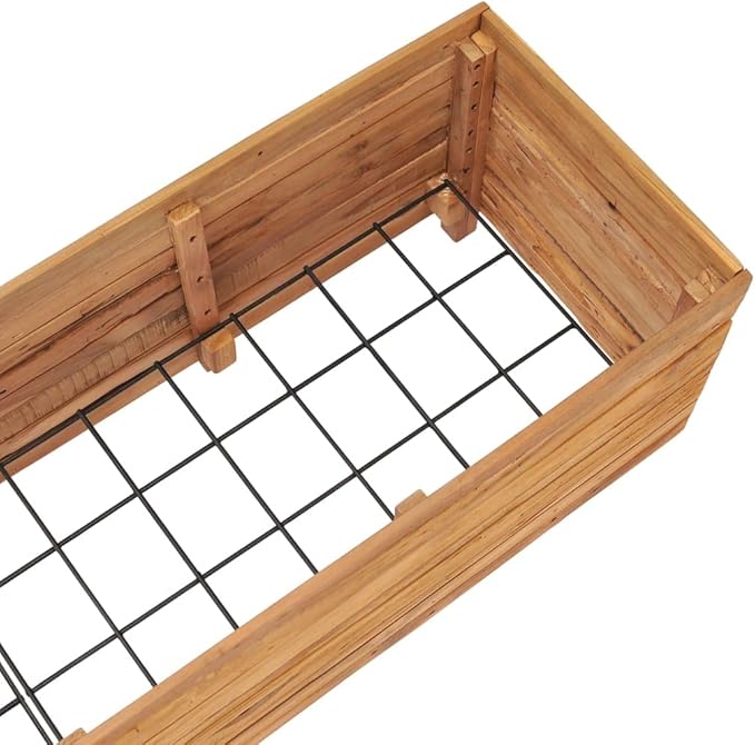 Raised Bed Planter Raised bedsGalvanized PlanterFlower BedTroughMetal PlanterRaised Garden Bed59.1x15.7x15 Solid Wood Teak and Steel