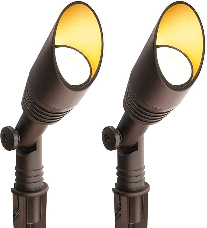 GKOLED 6Pack Brown Low Voltage LED Round Deck Light with 2Pack Brown Low Voltage 6W Mini Size Landscape Spot Light