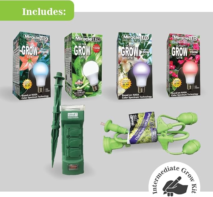 Miracle LED Classroom Gardener 2-Socket Corded Intermediate LED Grow Kit with Sproutmatic Timer Controls 4-Pack (Count of 1)
