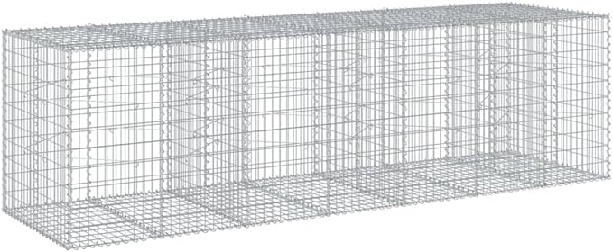 Gabion Basket with Cover 137.8x39.4x39.4 Galvanized Iron Raised Garden Bed Planter Box Outdoor Garden Box Trough Planter for Landscaping Privacy Screens and Retaining Walls