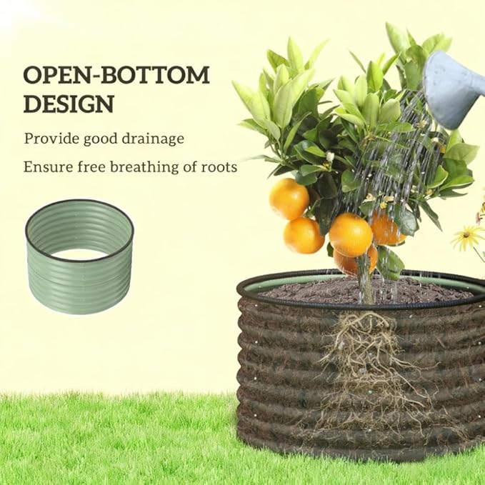 Metal Planter BoxSet of 2 Raised Garden Bedwith Safety Edging Easy to Assemble Stock Tank