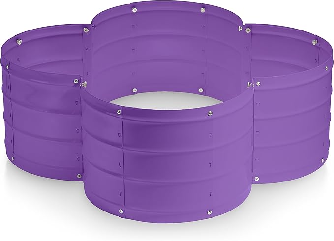 Plant &amp Plot Galvanized Raised Garden Beds Outdoor // 3×3×1 ft Planter Raised Beds for Gardening Vegetables Flowers // Large Metal Garden Box (Purple) // Patented Tool-Free Design