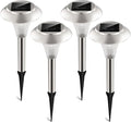 4 Pack ~ Stainless Steel Solar Power Garden Lawn Landscape Lamps w/ color changing timely 2 LED Lights