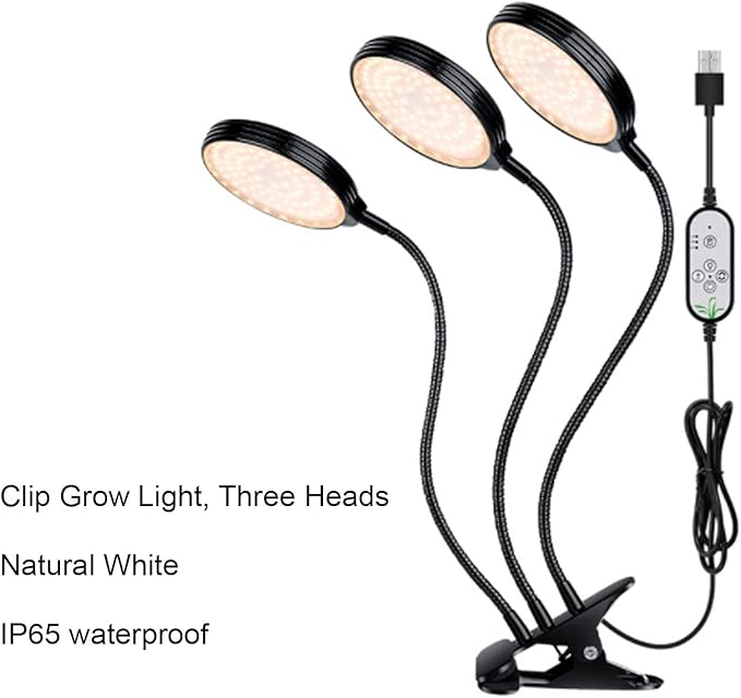 LED Plant Grow Lamp with 3 Adjustable Heads 45W USB Powered Clip On Light - Flexible 360 Degree Bend Waterproof Design Ideal for Indoor Growing Light Grow Plants