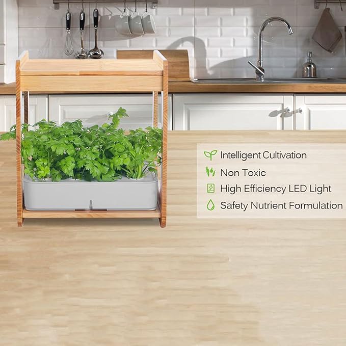 Hydroponics Growing Kits Hydroponics Growing System Indoor Herb Garden Kit with LED Grow Light Hydroponic Garden for Flowers and Vegetables-Intelligent Timing and Light Functions