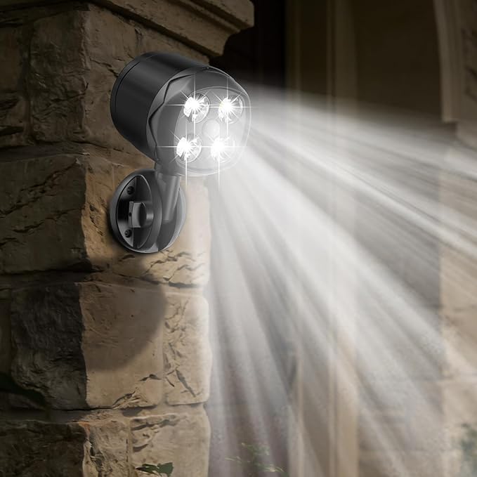 Battery Operated Outdoor Motion Sensor Light 600LM 6000K Waterproof Wide-Angle Detection Auto On/Off Wall Lightfor Garage Yard Front Door Stair and Driveway (2 Packs)