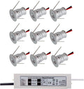 Indoor 1W LED Spotlight 12V 1W Silver Shell Mini Led Downlight Lighting Angle 30° with Transformer 9Pack (Red)