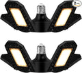2Pack 500W Deformable Sunlight Planting Growth Lamps E27/E26 LED Full-Spectrum Solar Lighting 4 Adjustable Panels Tropical Sunlike Spectrum for Greenhouse Hydroponics Indoor Plant Sunlight Fill Light