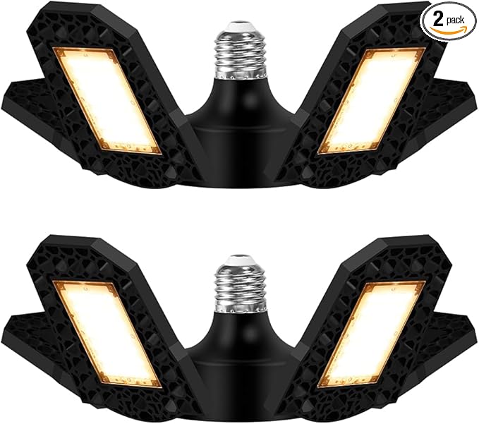 2Pack 500W Deformable Sunlight Planting Growth Lamps E27/E26 LED Full-Spectrum Solar Lighting 4 Adjustable Panels Tropical Sunlike Spectrum for Greenhouse Hydroponics Indoor Plant Sunlight Fill Light