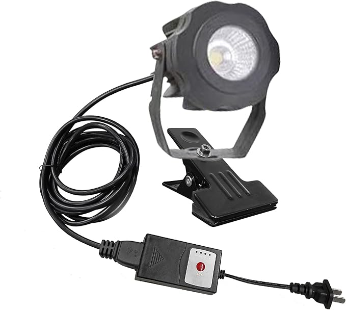 Kiven IP65 Waterproof LED Landscape Clamp Light LED Decorative Spotlight Lamp with Plug-in Cord and Timer for Indoor Outdoor Yard Step Statue Tree Art Work Show (10W Warm White)