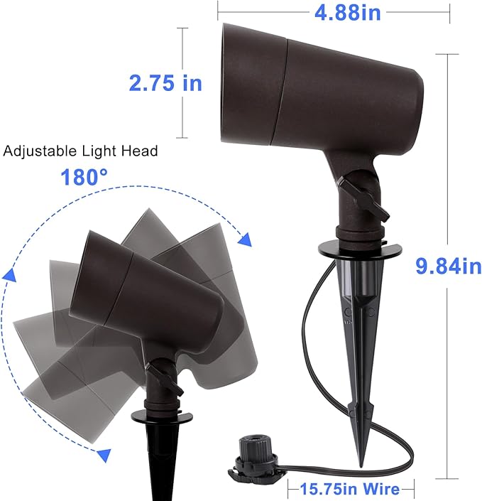3CCT LED Landscape Lights with Connectors 12V Low Voltage 3000K/4000K/5000K Selectable 3W 200LM Outdoor Waterproof Garden Pathway Lights Wall Tree Flag Spotlights with Spike Stand 8 Pack