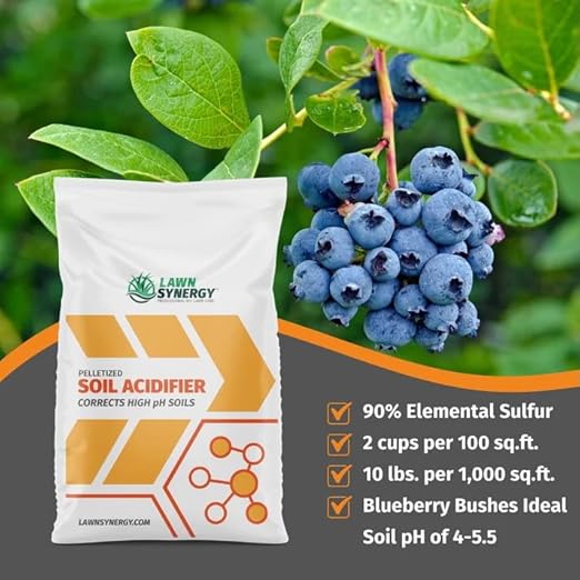 Soil Acidifier - pH Correction 90% Elemental Sulfur for Lawns Blueberry Bushes Hydrangeas Vegetables and Other Acid Loving Plants. (50 lbs.)