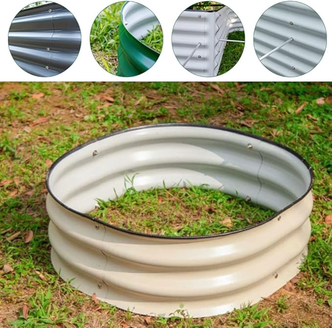 Oval Planter Raised Beds Raised Garden Bed Outdoor Galvanized Metal Planter Box Multi-Size Modular Garden Bed Kit Oval Versatile Planting (Color : Green-A Size : 105x60x20cm)