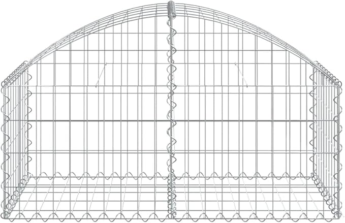 Arched Gabion Basket Silver Galvanized Iron 39.4 x 19.7 x 23.6 in Outdoor Planter for Garden Bed Sound Absorbing Durable Landscape Design