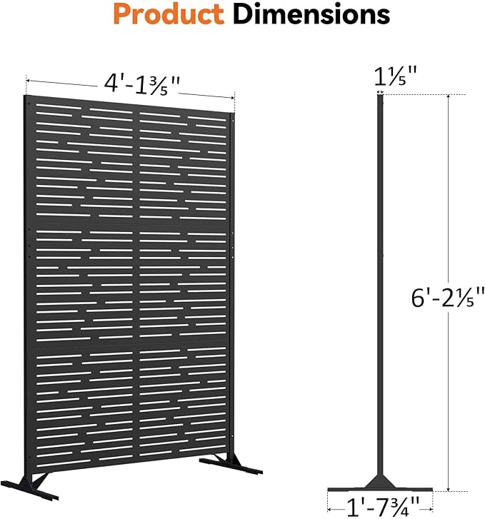 Modern Shade 4x6 FT Metal Privacy Screen with Artistic Modular Designs Decorative Patio Privacy Fence &amp Garden Divider Freestanding Outdoor Metal Fence Panel Weather-Resistant (Metro Code)
