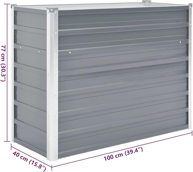 Galvanized Steel Planter Box - Deep &amp Wide for Plants Weather-Resistant Open Bottom 100x40x77cm