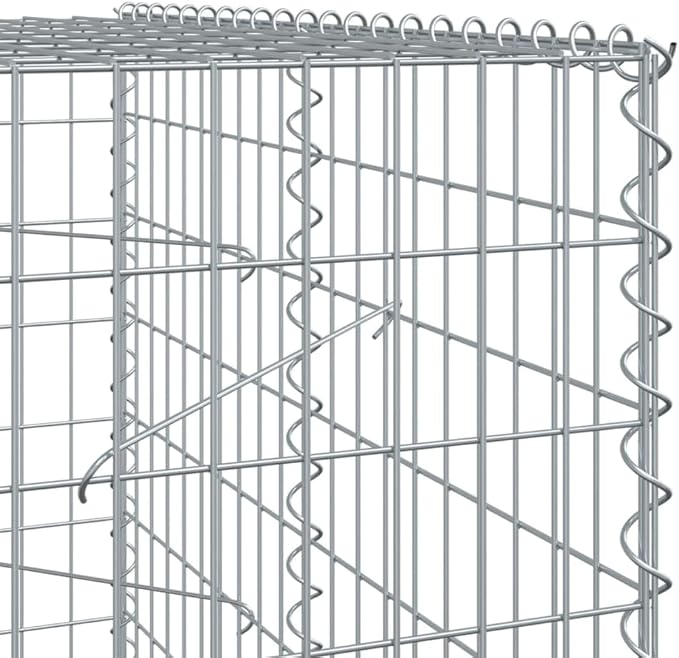 Gabion Basket with Cover 39.4x39.4x78.7 Galvanized Iron Raised Garden Bed Metal Planter Outdoor Garden Box for Landscaping Privacy Screens and Garden Decoration